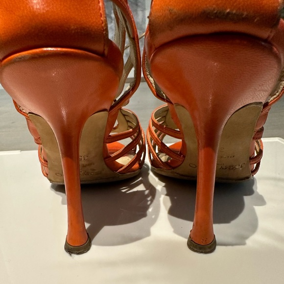 Jimmy Choo, size 5.5, used, good condition, orange leather, high heel - Picture 5 of 11